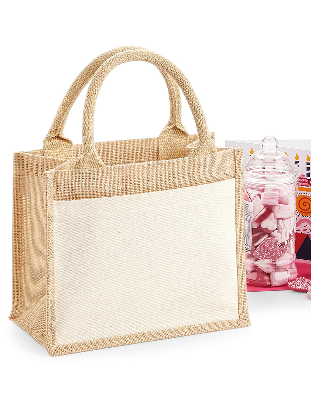 Cotton Pocket Jute Gift Bag in Farbe Natural