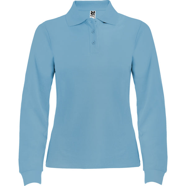 Langärmeliges Poloshirt Estrella Woman in Farbe Sky Blue
