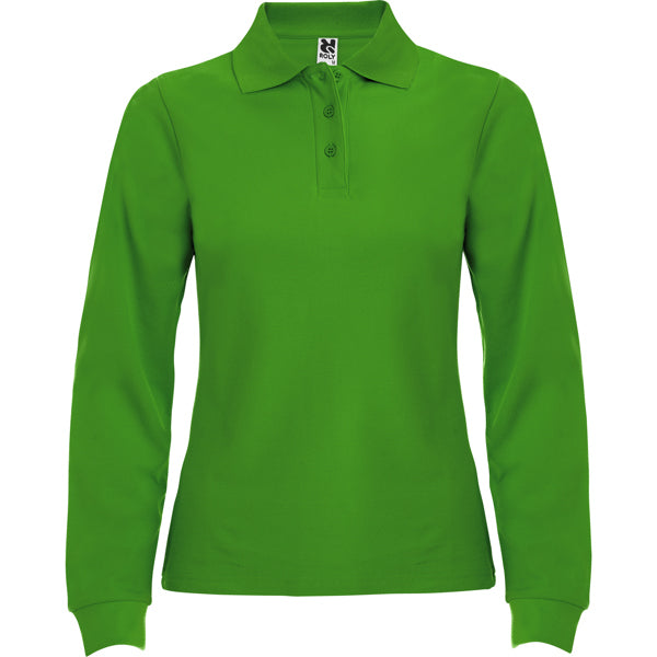 Langärmeliges Poloshirt Estrella Woman in Farbe Grass Green
