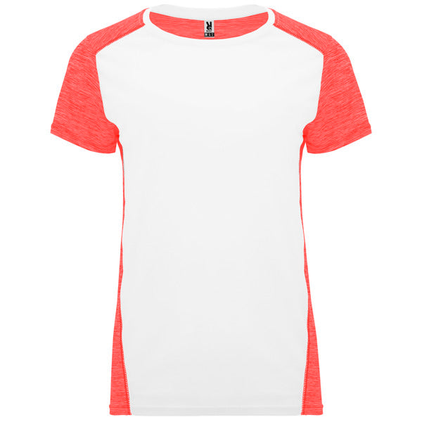 T-Shirt Zolder Woman in Farbe White/Heather Fluor Coral