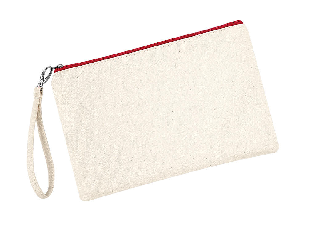 Canvas Wristlet Pouch in Farbe Natural/Red