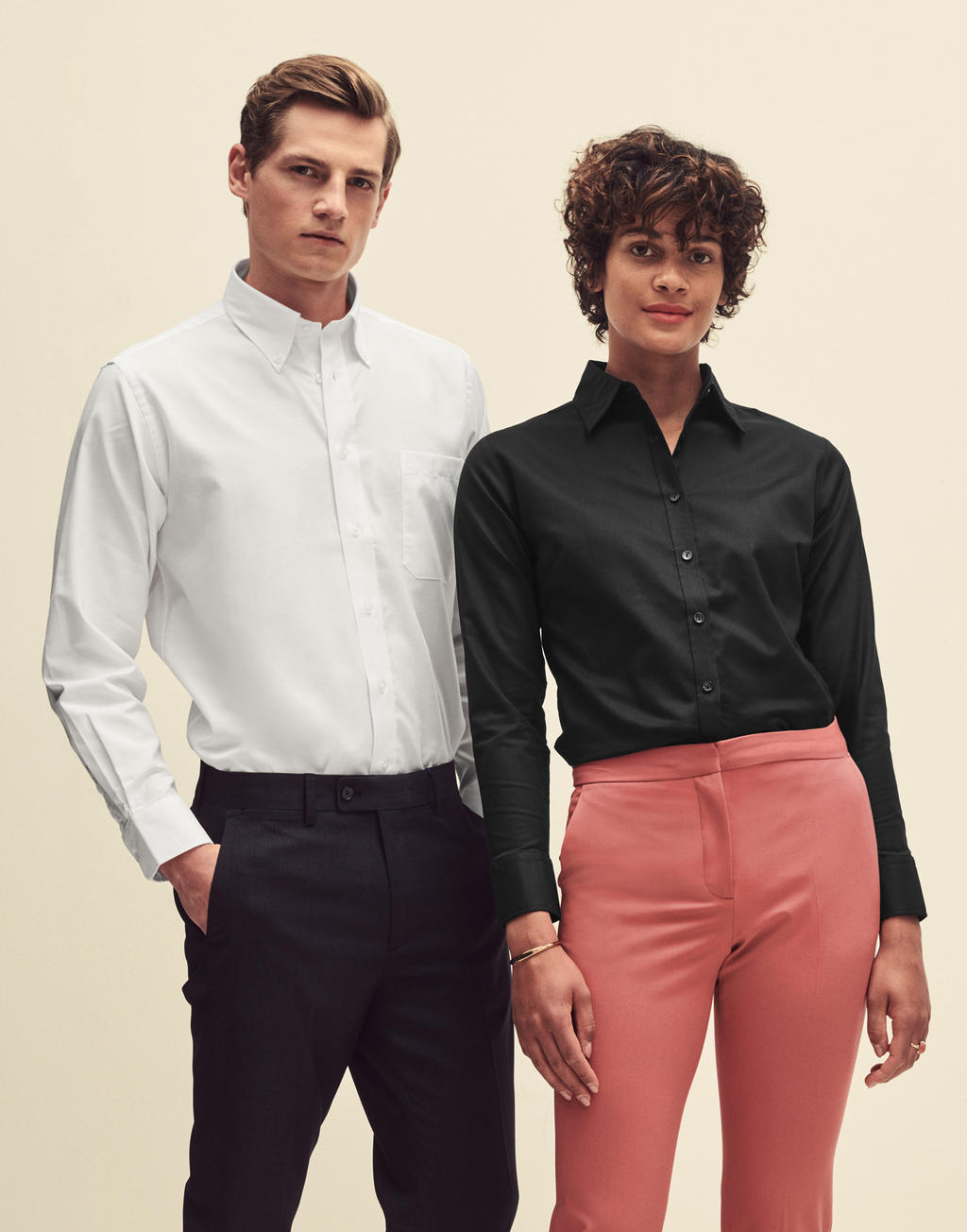 Ladies' Oxford Shirt LS in Farbe White