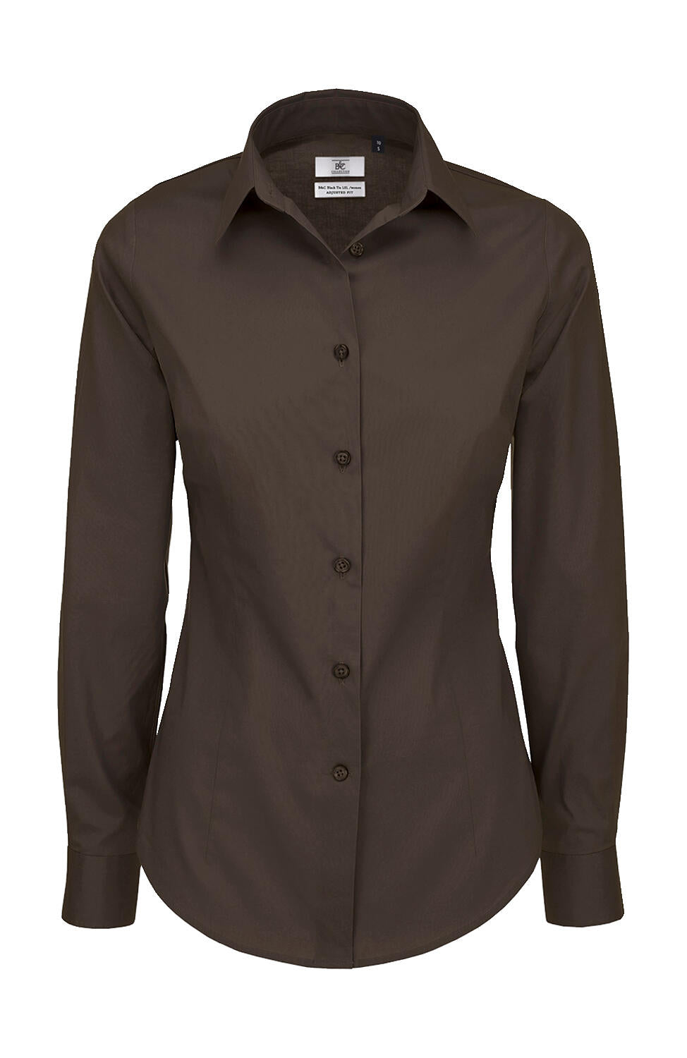 Black Tie LSL/women Poplin Shirt in Farbe Coffee Bean
