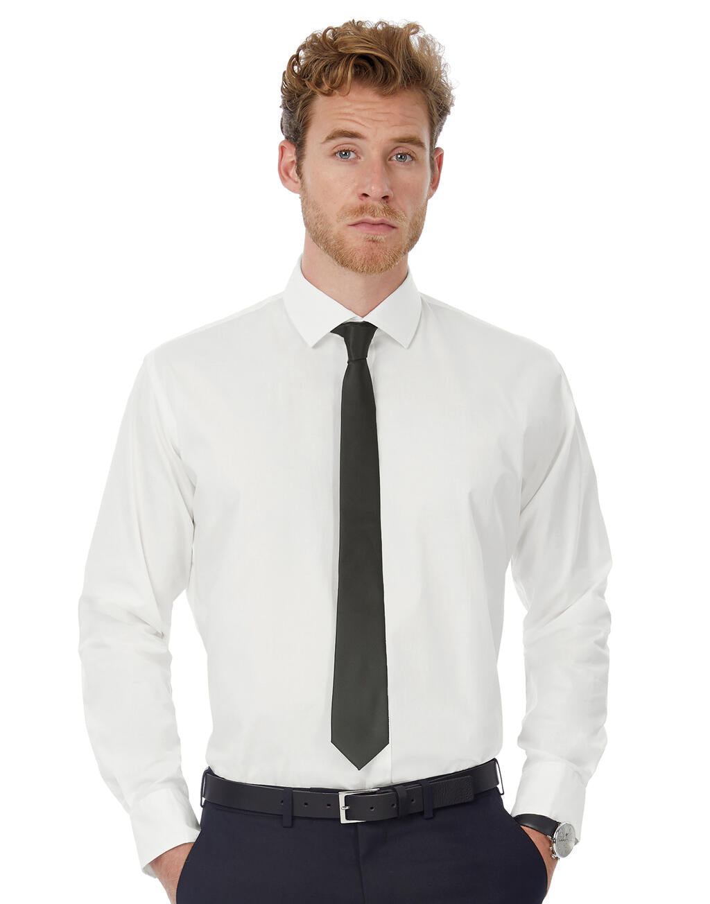 Black Tie LSL/men Shirt in Farbe White