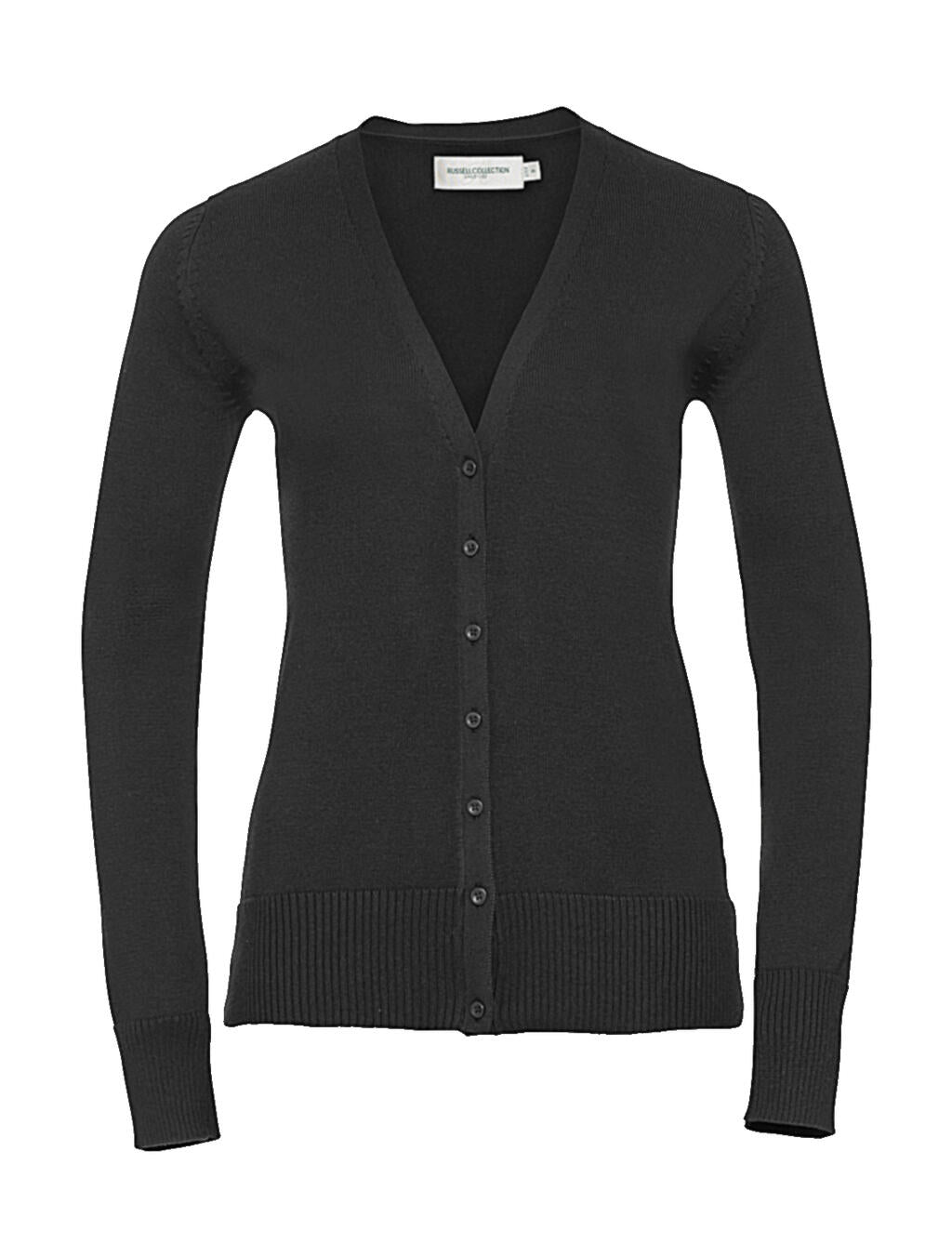 Ladies' V-Neck Knitted Cardigan in Farbe Charcoal Marl
