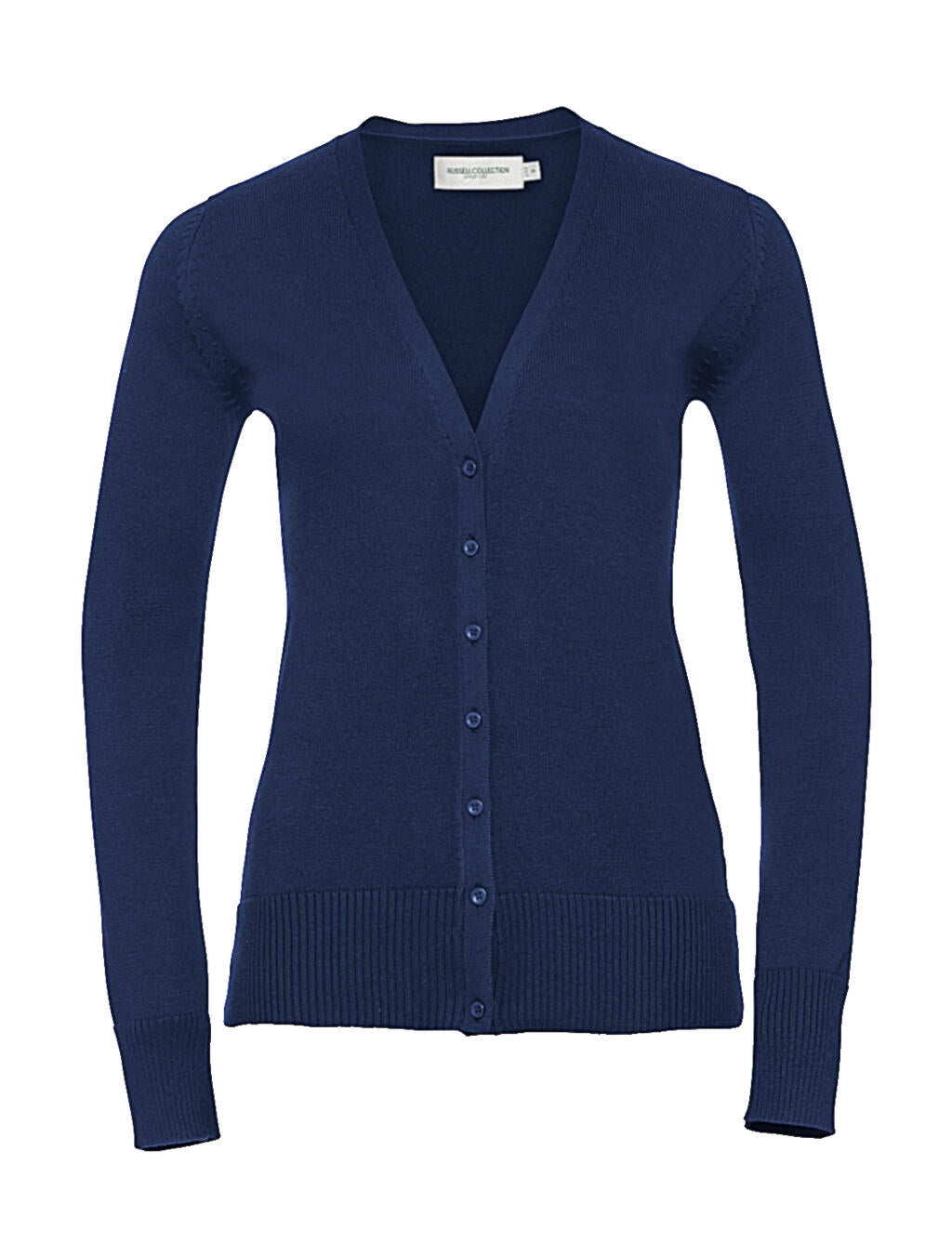 Ladies' V-Neck Knitted Cardigan in Farbe Denim Marl