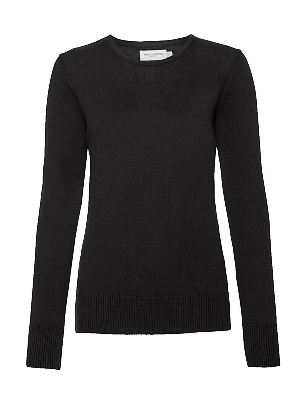Ladies' Crew Neck Knitted Pullover in Farbe Black