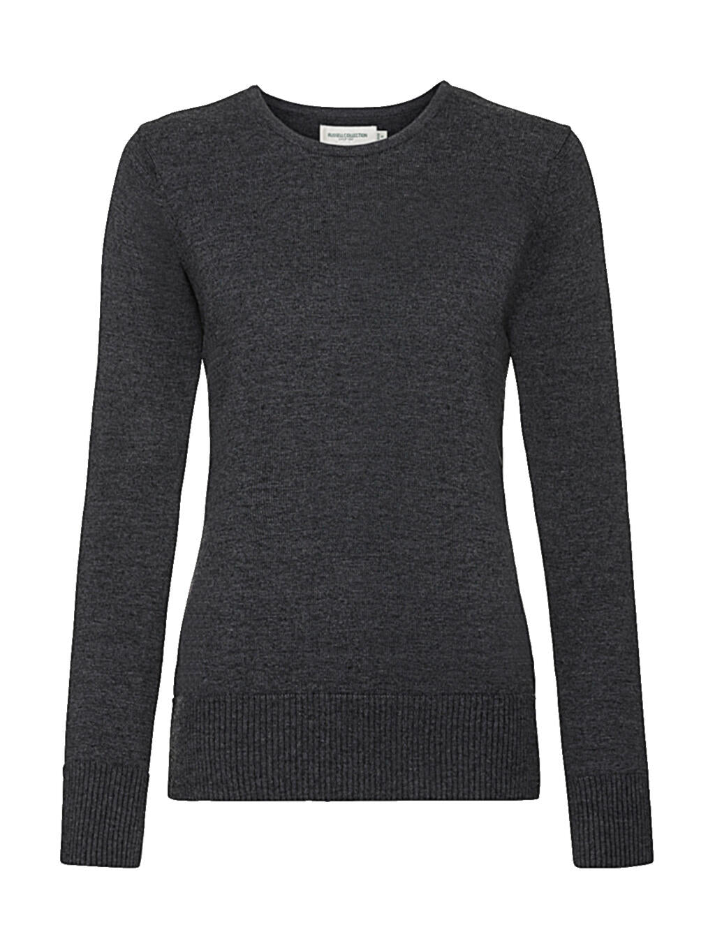 Ladies' Crew Neck Knitted Pullover in Farbe Charcoal Marl