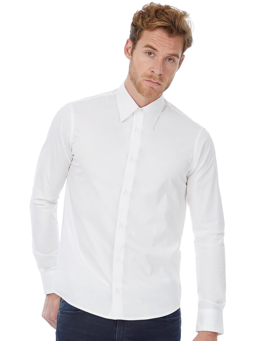 London Stretch Shirt LS in Farbe White