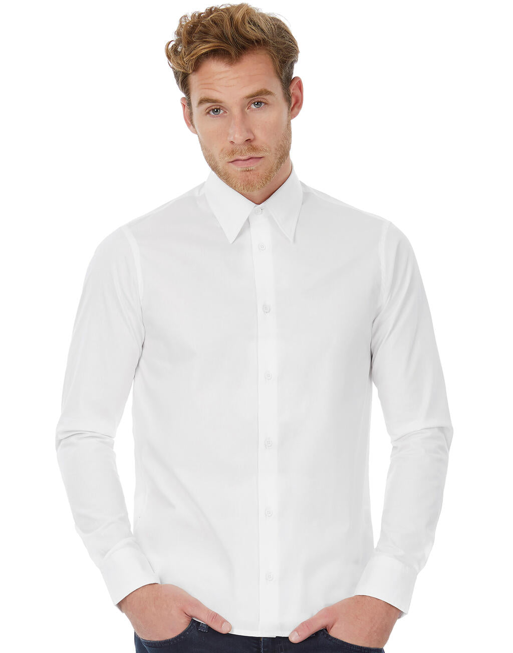 London Stretch Shirt LS in Farbe White