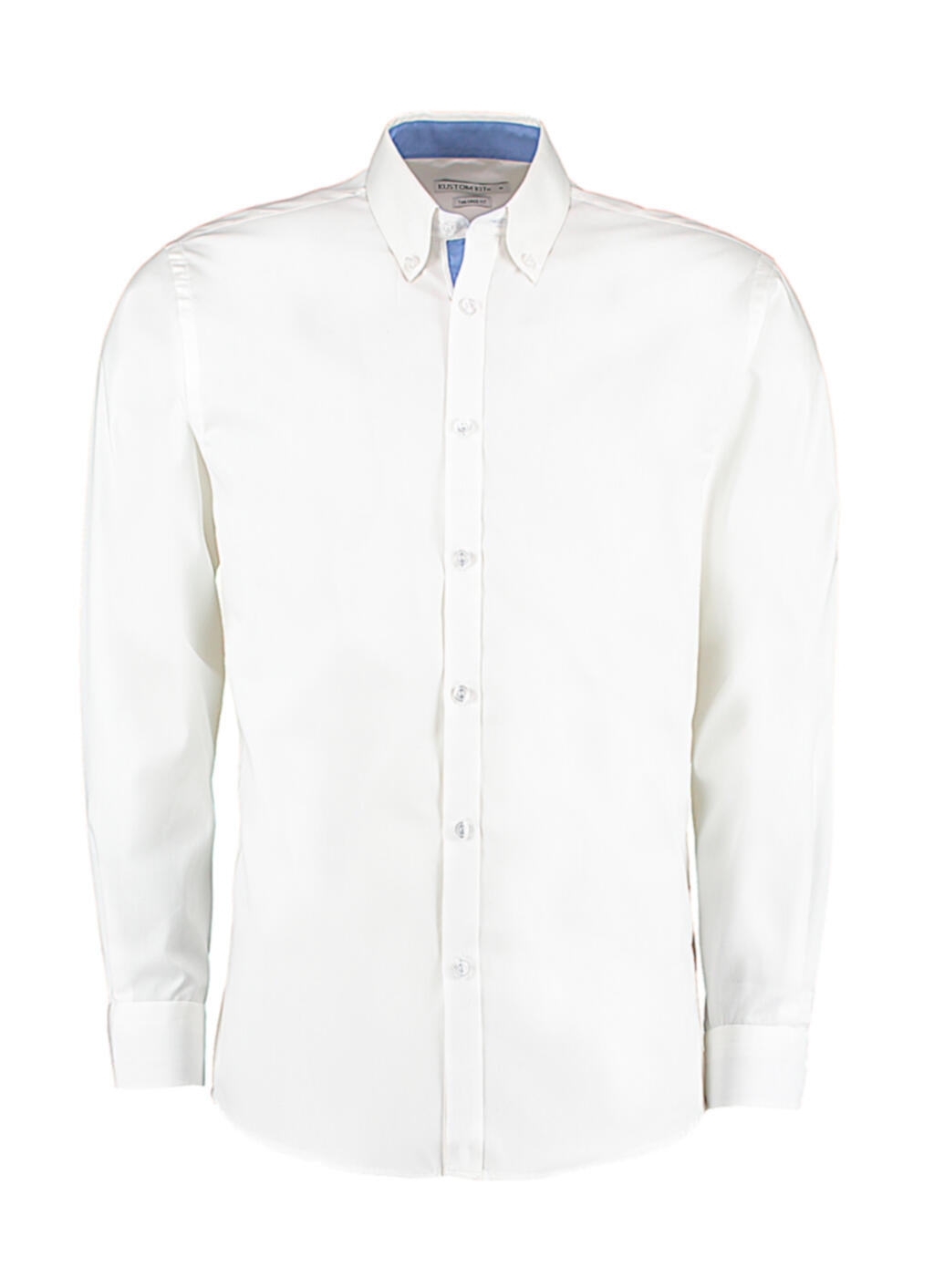 Tailored Fit Premium Contrast Oxford Shirt in Farbe White/Mid Blue