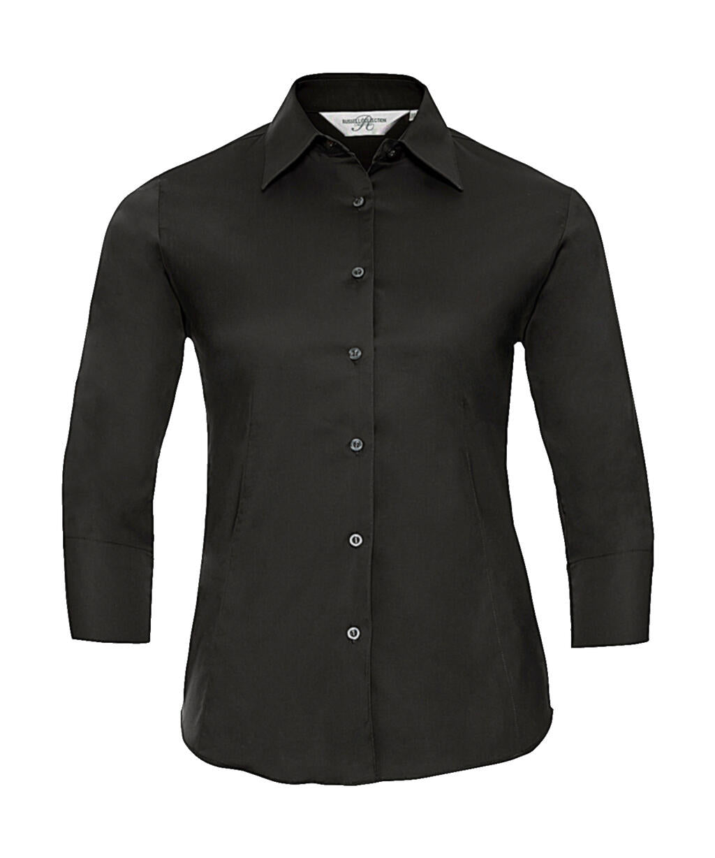 Ladies' 3/4 Sleeve Easy Care Fitted Shirt in Farbe Black