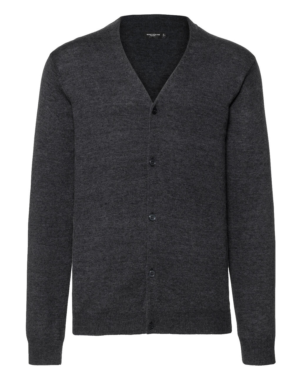 Men's V-Neck Knitted Cardigan in Farbe Charcoal Marl