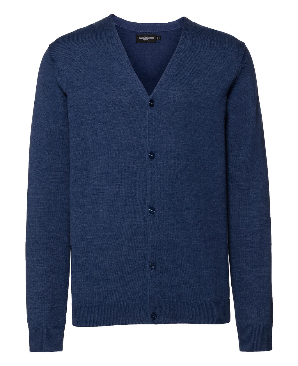 Men's V-Neck Knitted Cardigan in Farbe Denim Marl