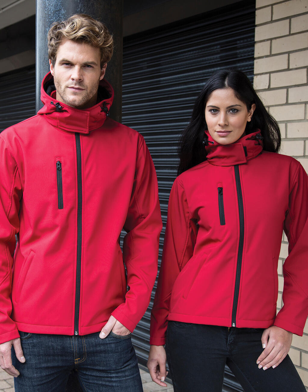 Ladies TX Performance Hooded Softshell Jacket in Farbe Black/Grey