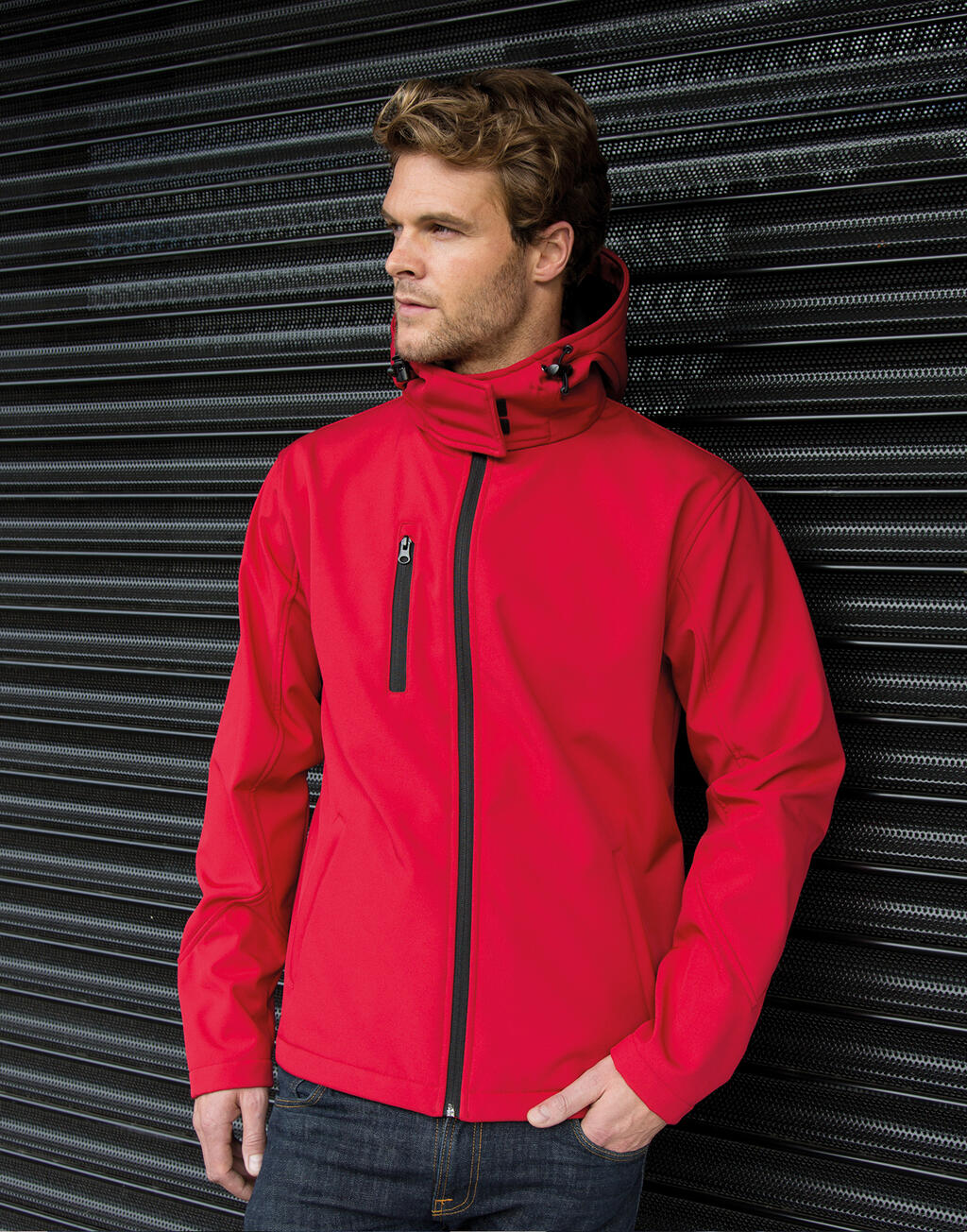TX Performance Hooded Softshell Jacket in Farbe Black/Grey