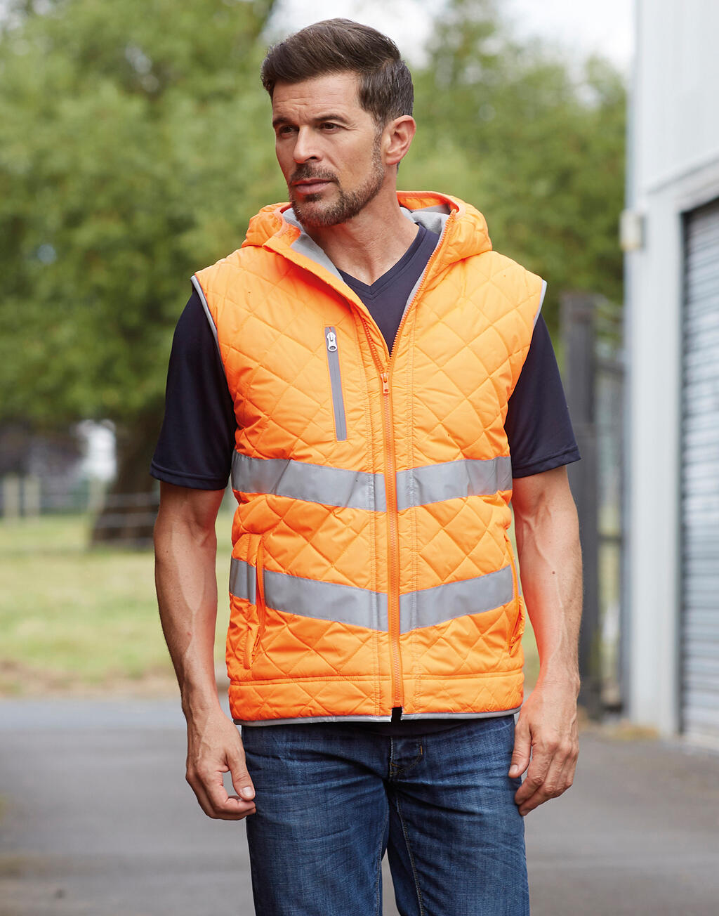 Fluo Kensington Hooded Gilet in Farbe Fluo Orange