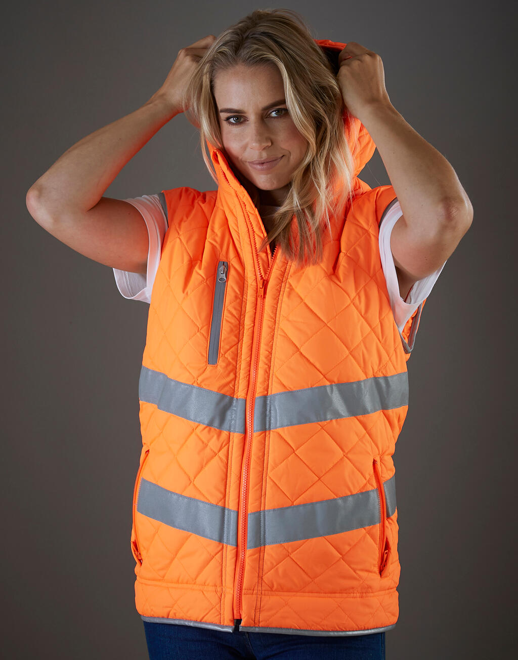 Fluo Kensington Hooded Gilet in Farbe Fluo Orange