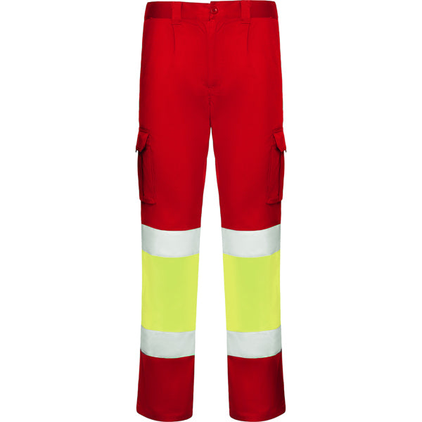 Hochsichtbare Hosen Daily Stretch Hv Job Red/Fluor Yellow in Farbe Rojo Laboral/Amarillo Flúor