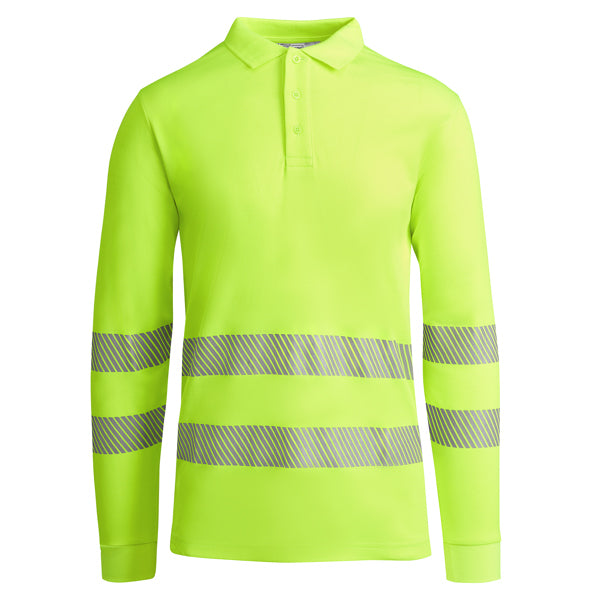 Hochsichtbares Langärmliges Poloshirt Atrio in Farbe Fluor Yellow