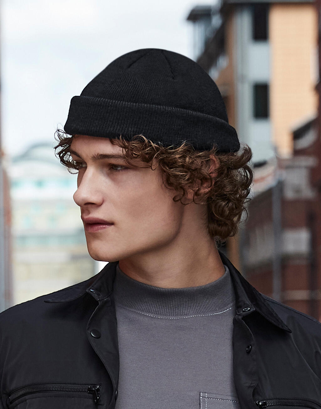 Recycled Mini Fisherman Beanie in Farbe Biscuit