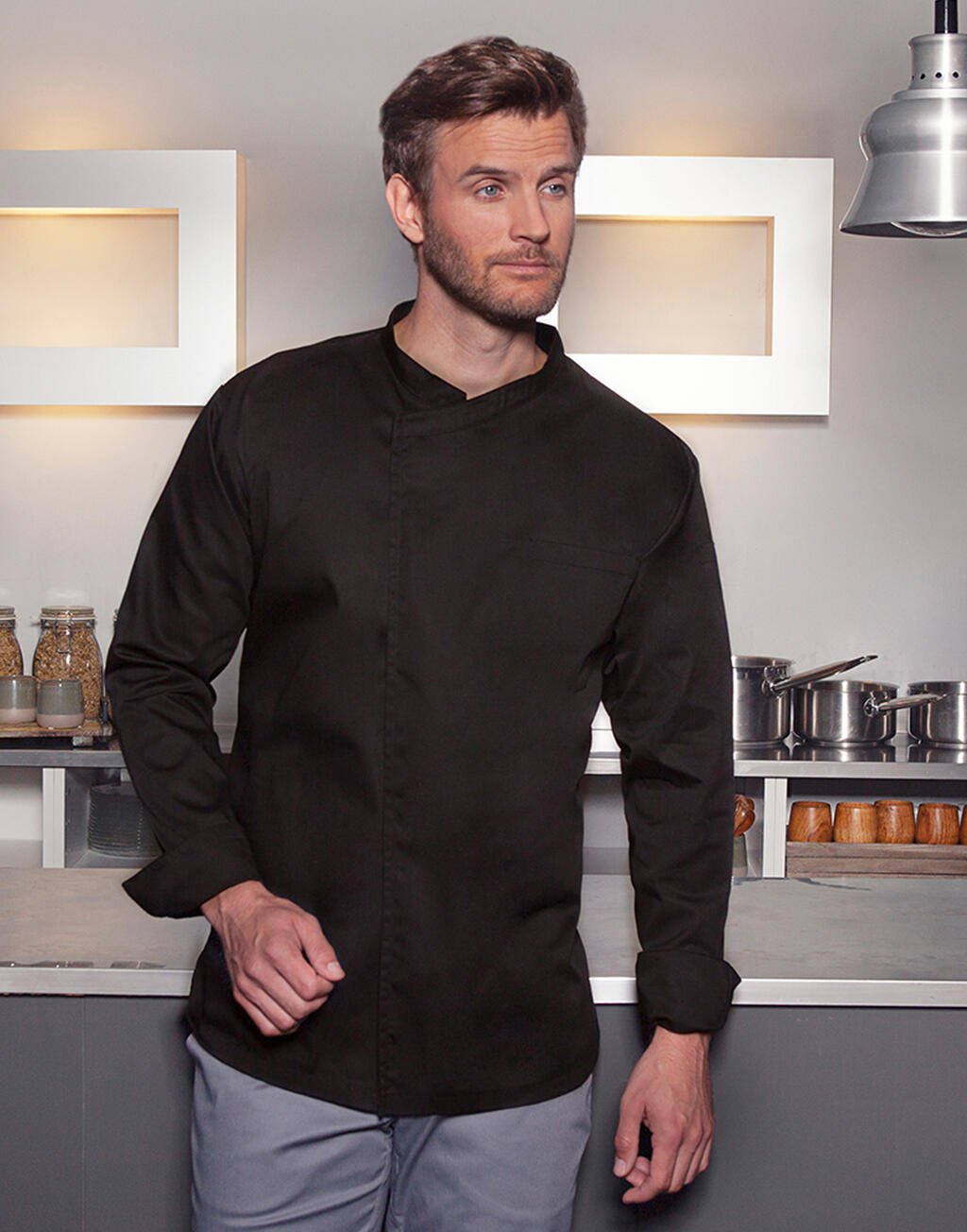 Chef's Shirt Basic Long Sleeve in Farbe White