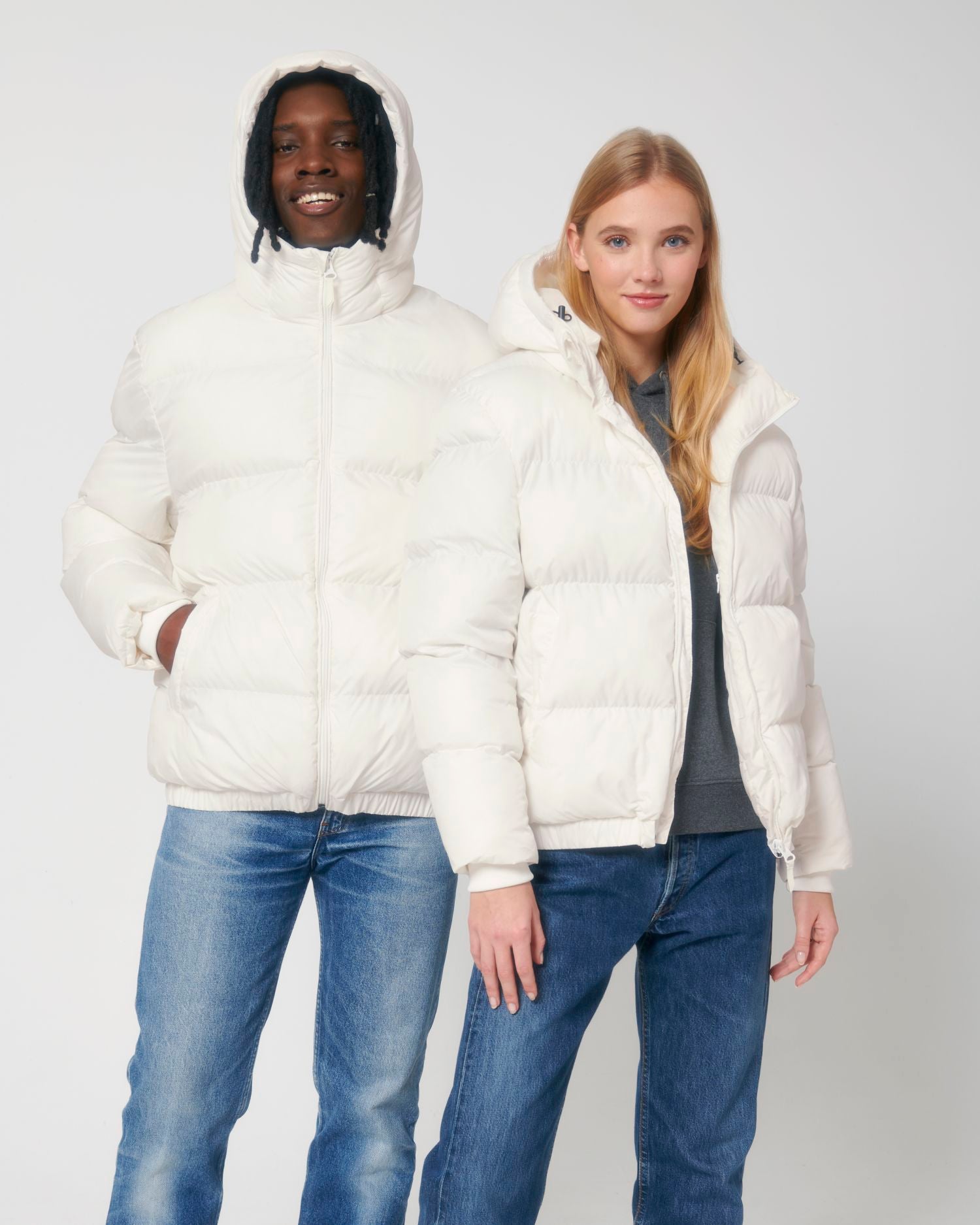 Puffer in Farbe Off White