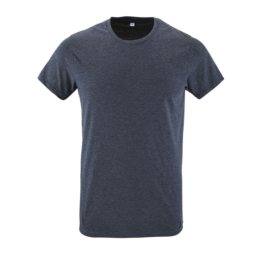 Regent Fit Herren Rundhals T-Shirt Fitted in Farbe Heather denim