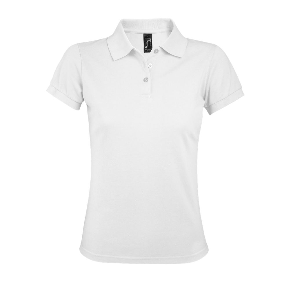 Prime Women Damen Polycotton Poloshirt Kurzarm in Farbe White