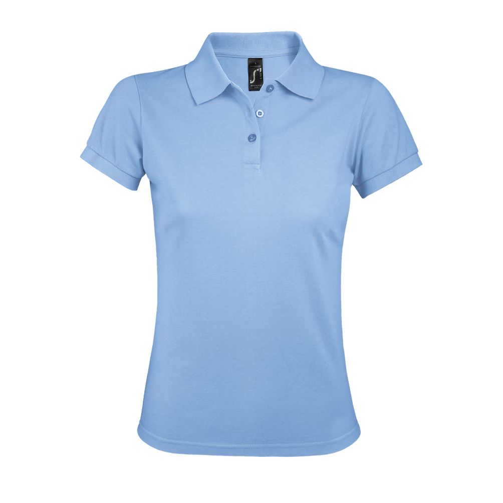 Prime Women Damen Polycotton Poloshirt Kurzarm in Farbe Sky blue