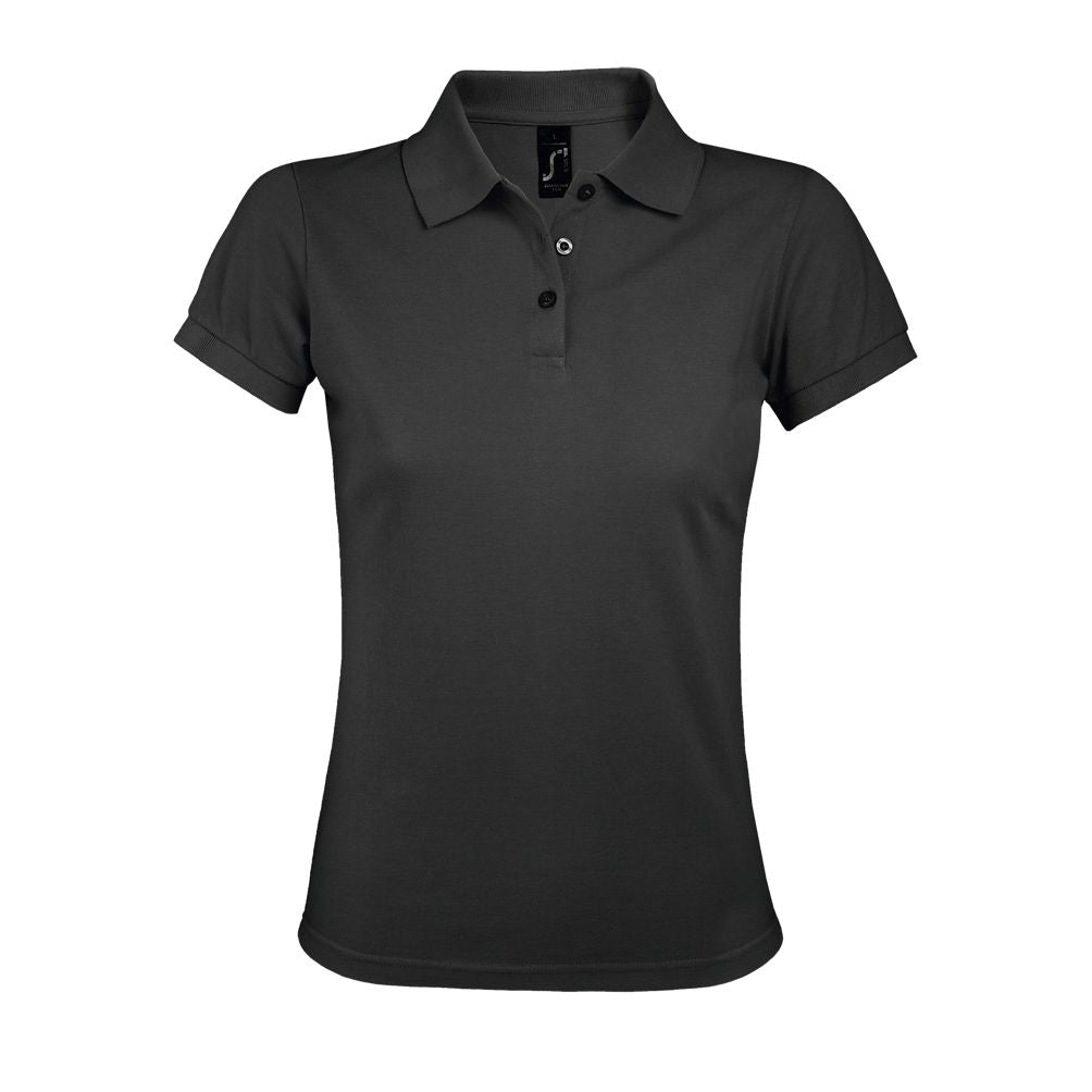 Prime Women Damen Polycotton Poloshirt Kurzarm in Farbe Dark grey