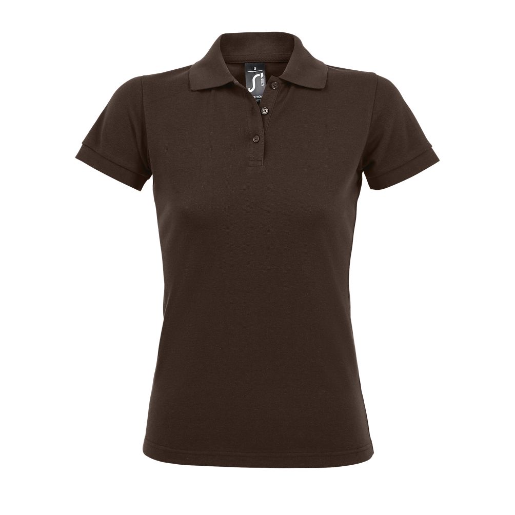 Prime Women Damen Polycotton Poloshirt Kurzarm in Farbe Chocolate