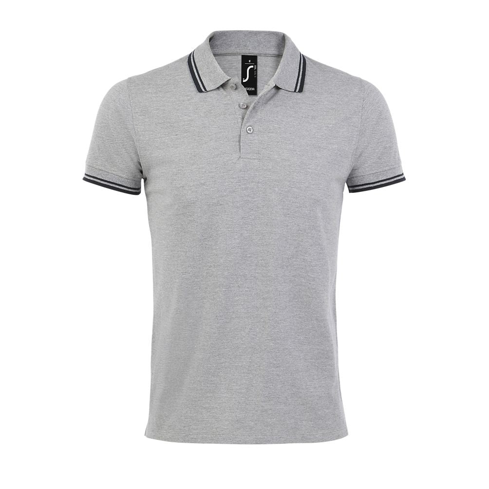 Pasadena Men Herren Poloshirt Kurzarm in Farbe Grey / navy