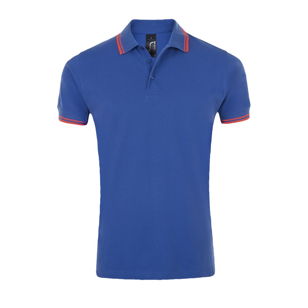 Pasadena Men Herren Poloshirt Kurzarm in Farbe Royal blue / Neon coral