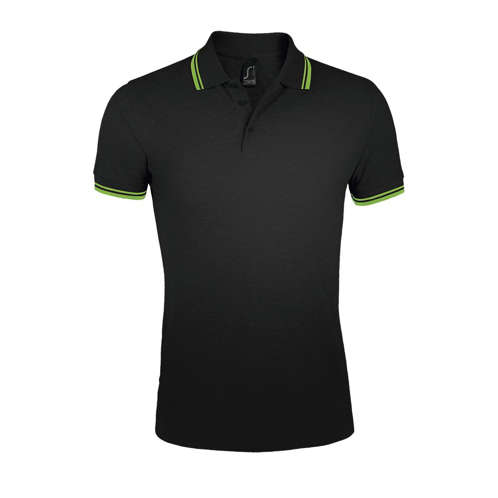 Pasadena Men Herren Poloshirt Kurzarm in Farbe Black / Lime