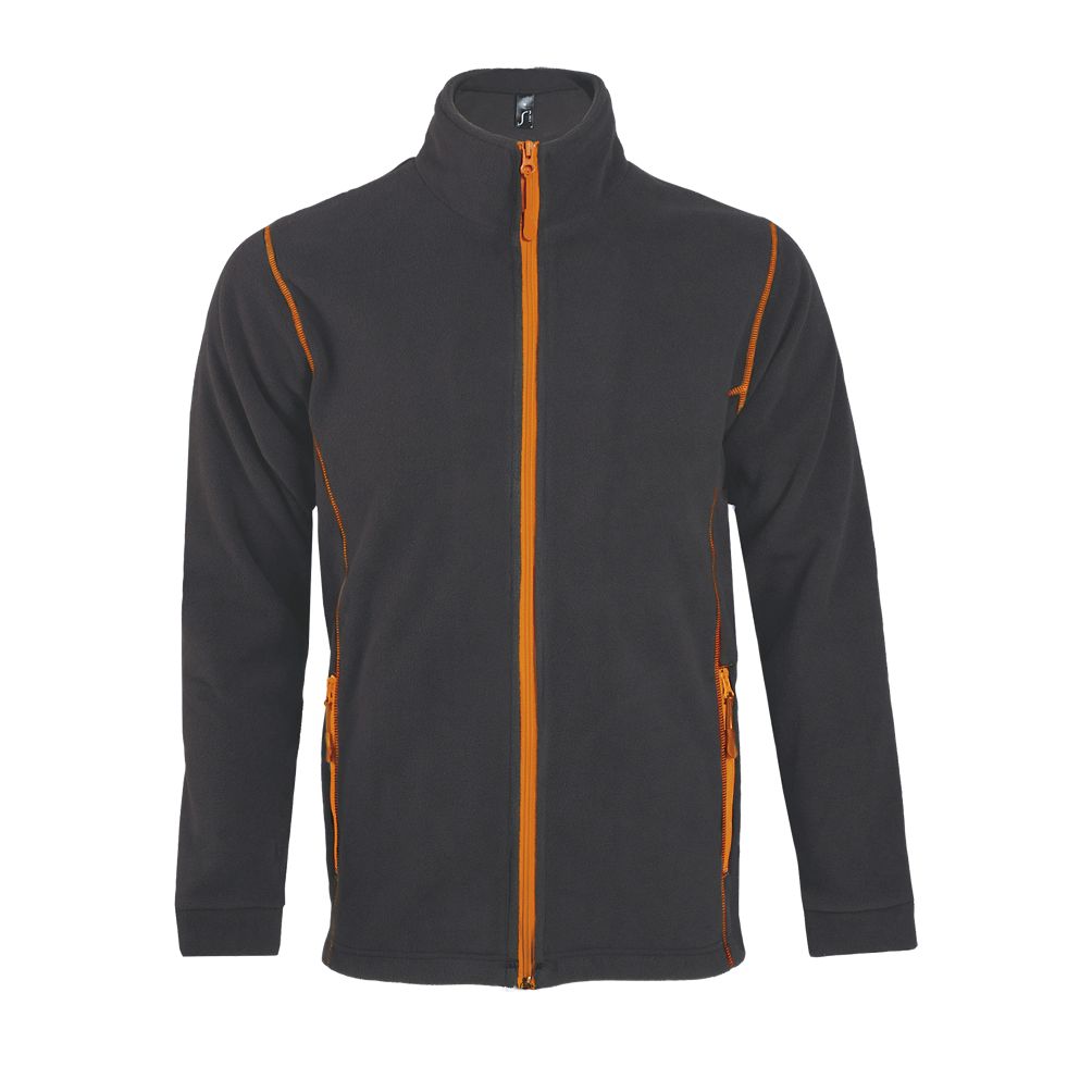Nova Men Herren Fleece Jacke in Farbe Charcoal grey / Orange
