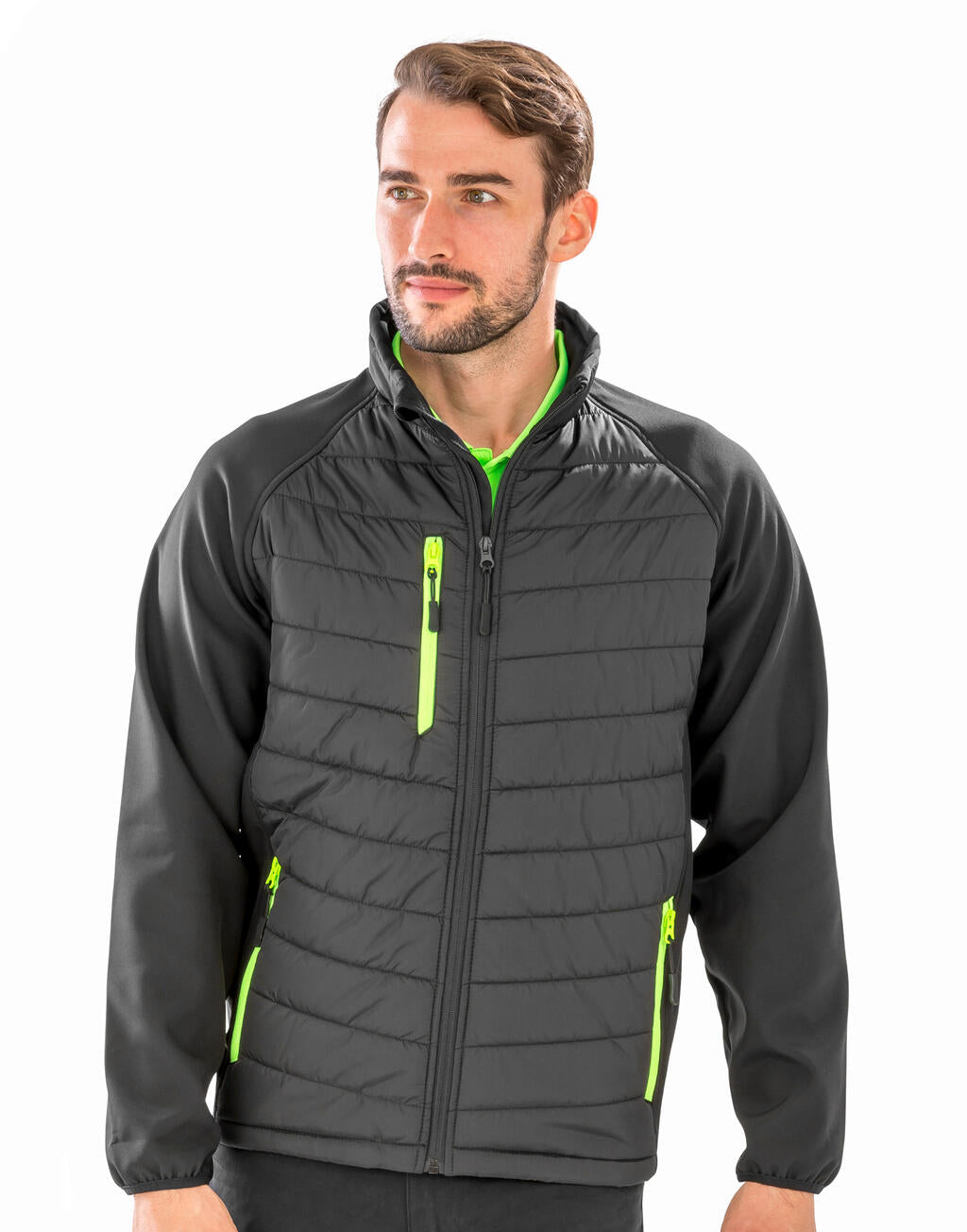 Black Compass Padded Softshell in Farbe Black/Yellow