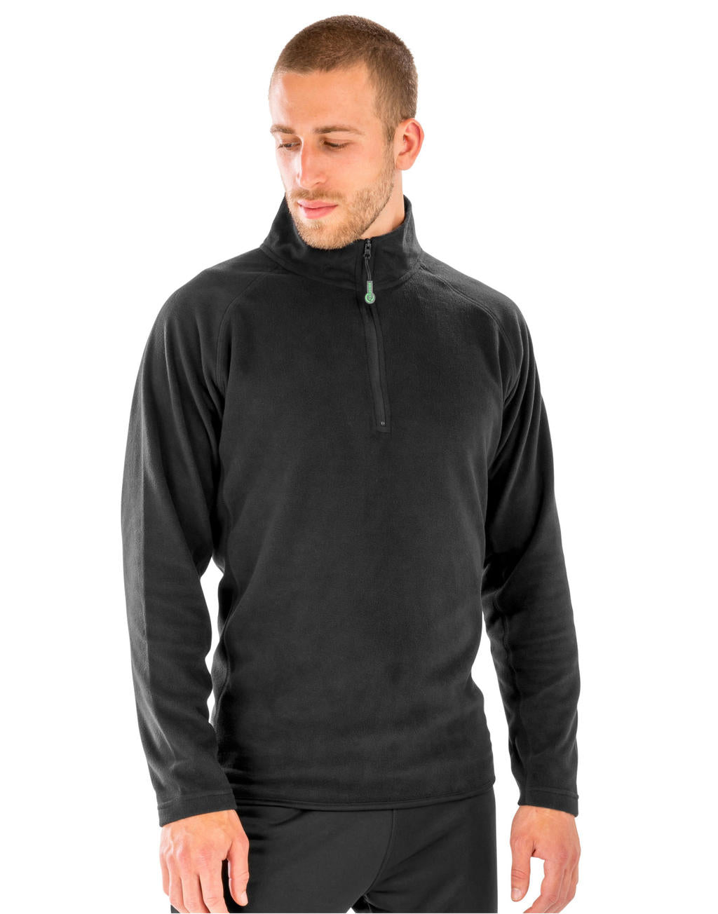 Recycled Microfleece Top in Farbe Black