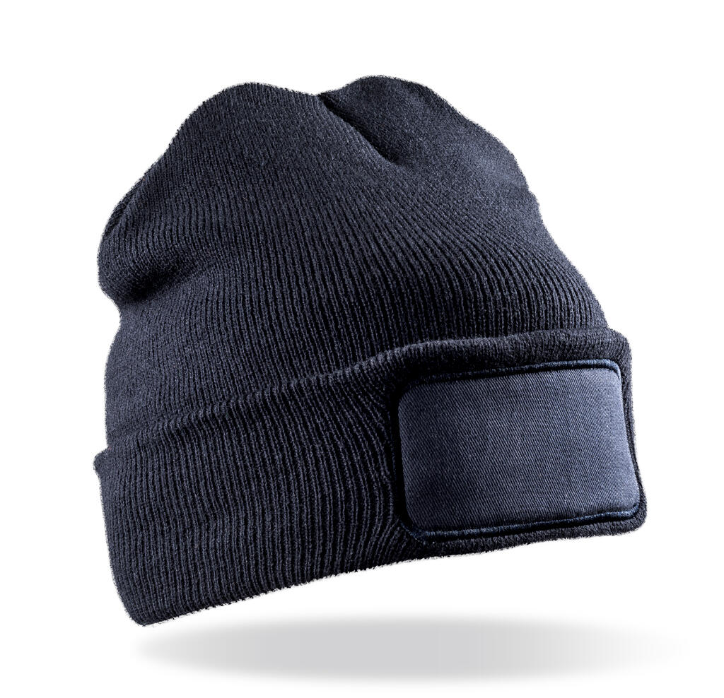 Recycled Double Knit Printers Beanie in Farbe Black