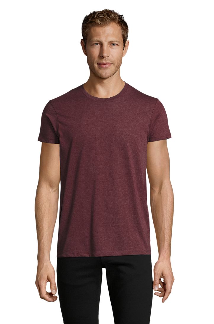 Regent Fit Herren Rundhals T-Shirt Fitted in Farbe Heather oxblood