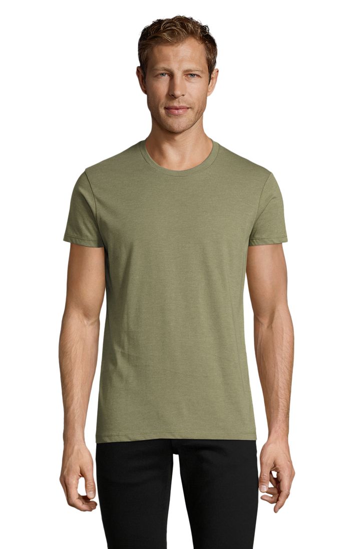 Regent Fit Herren Rundhals T-Shirt Fitted in Farbe Heather khaki