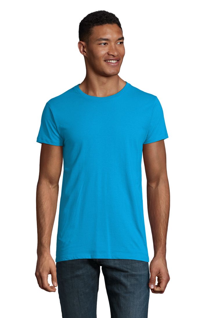 Regent Fit Herren Rundhals T-Shirt Fitted in Farbe Aqua