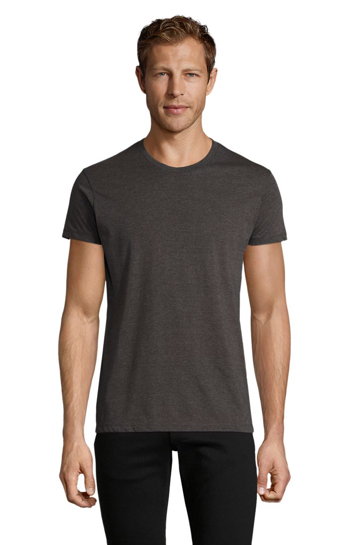 Regent Fit Herren Rundhals T-Shirt Fitted in Farbe Charcoal melange