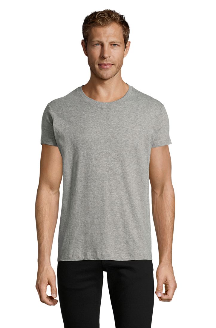 Regent Fit Herren Rundhals T-Shirt Fitted in Farbe Grey melange