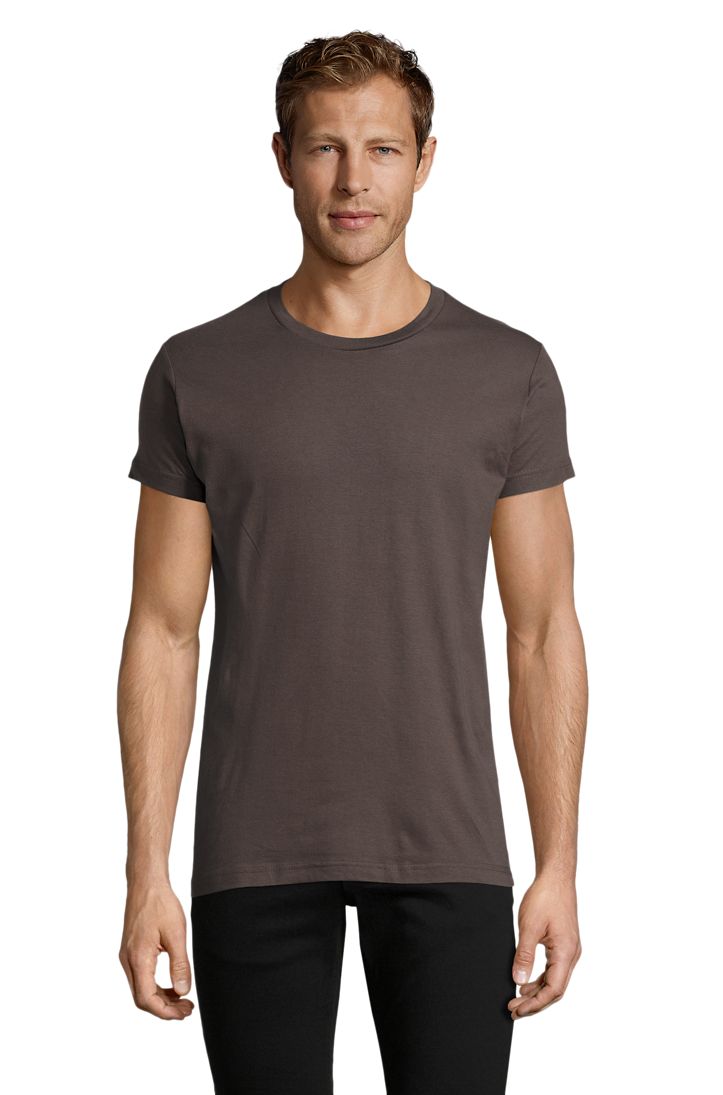 Regent Fit Herren Rundhals T-Shirt Fitted in Farbe Dark grey