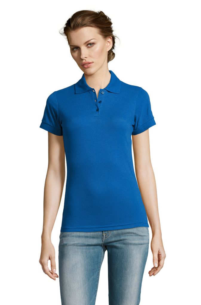 Prime Women Damen Polycotton Poloshirt Kurzarm in Farbe Royal blue