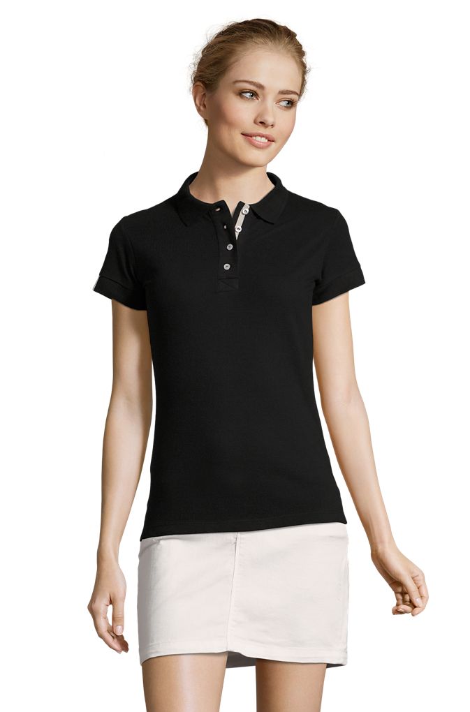 Portland Women Damen Poloshirt Kurzarm in Farbe Black