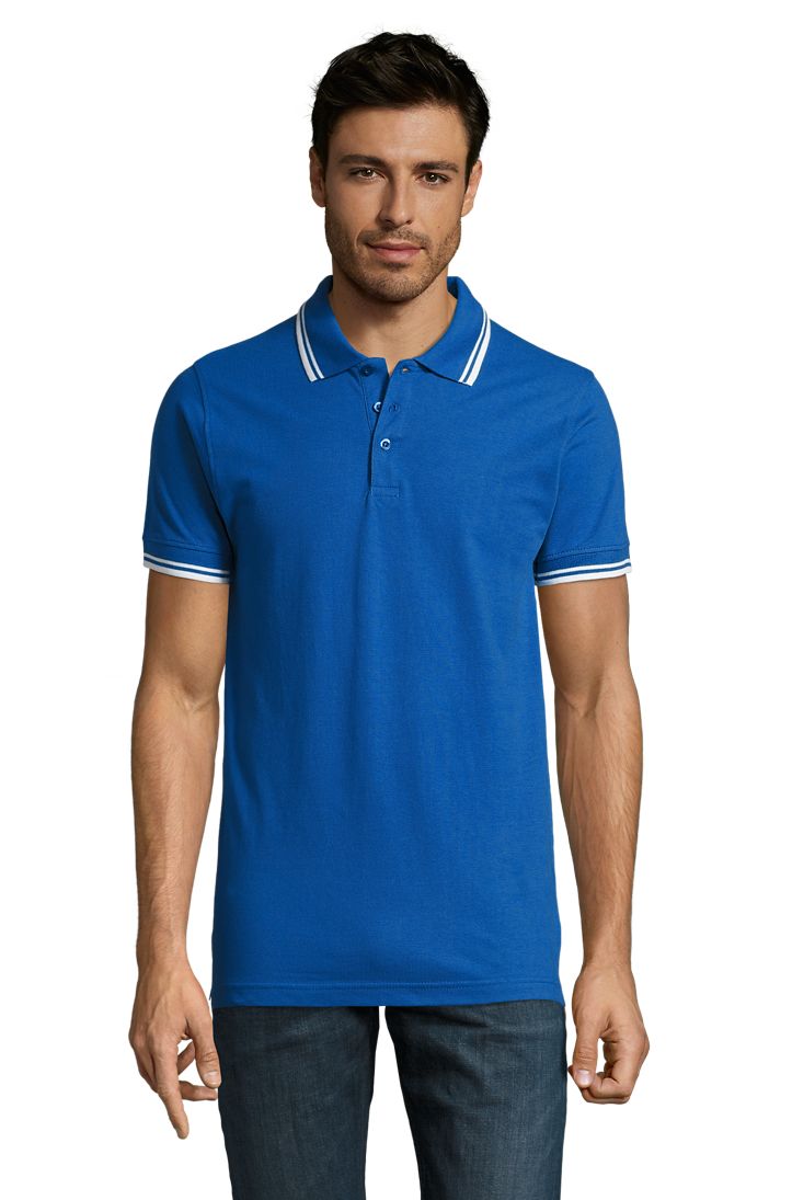 Pasadena Men Herren Poloshirt Kurzarm in Farbe Royal blue / White