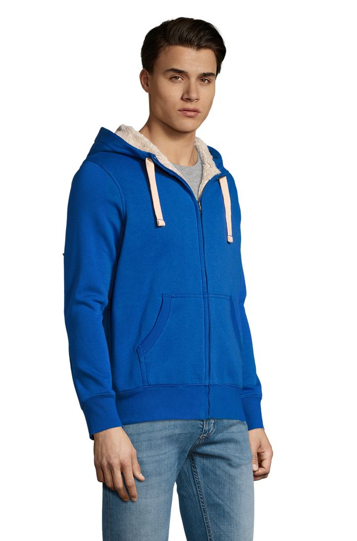 Sherpa Unisex Kapuzen-Jacke Mit "Sherpa"-Futter in Farbe Royal blue