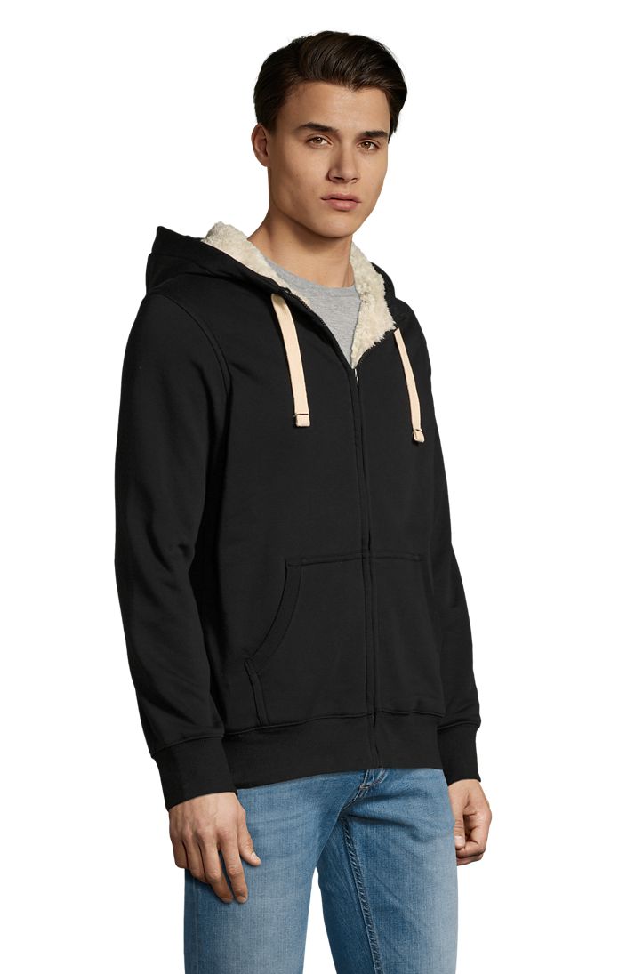 Sherpa Unisex Kapuzen-Jacke Mit "Sherpa"-Futter in Farbe Black